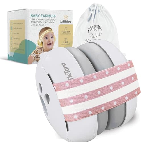 LittleTora Baby Ear Muff - Noise Canceling Headphone for Infant Hearing Protection - Newborn Soundproof Airplane Flying Travel Essential (Pink)