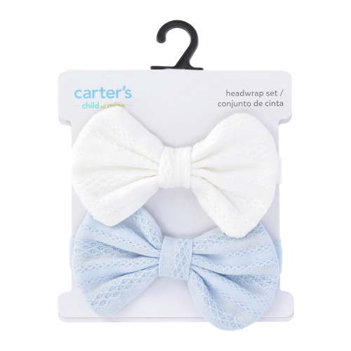 Carter's Child of Mine Baby Girls Texture Bow Headwrap, 2-Pack, Size 0-12M