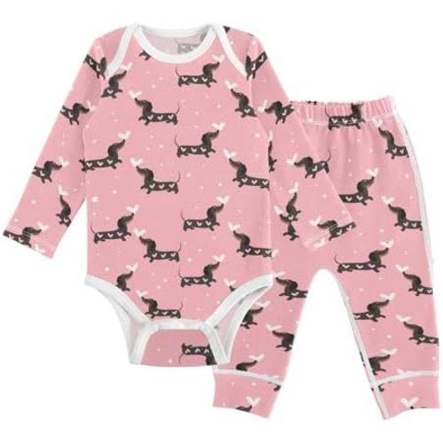 vvfelixl Baby Bodysuits Pants Sets Border Collie Dog Long Sleeve Baby Clothes For Boys Girls 0-24 Months Cow Pattern