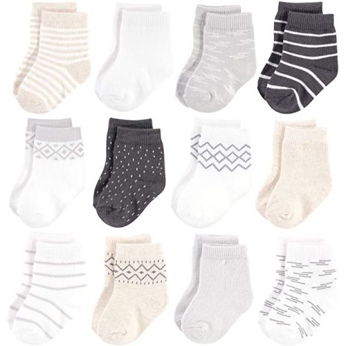 Touched by Nature Unisex Baby Organic Cotton Socks - 0-6 Months - Modern Neutral