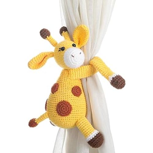 Moukeren Safari Animals Curtain Tie Back Giraffe Shape Curtain Tie Back Jungle Animal Decor Accessories for Themed Bedroom Window Home Office (Right)