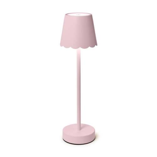 Pink LED Cordless Table Lamp with Scalloped Edge Shade - The Blue House