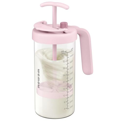 Borosilicate Glass Formula Mixing Pitcher – 32oz True Mixing Capacity, Time Dial for Freshness Tracking, Dishwasher-Safe, BPA-Free Lid, Perfect for Breastmilk Pitcher Method & Multi-Baby Feeding, Pink