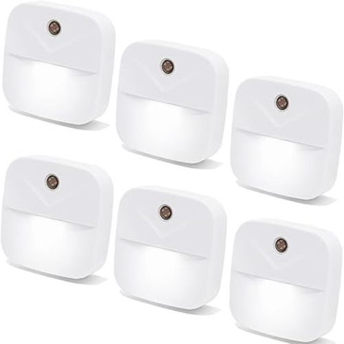 6 Pack Night Light Plug in, White LED Nightlights with Smart Dusk to Dawn Sensor, Plug into Wall Nightlights Suitable for Bedroom, Bathroom, Hallway, Kitchen, Stairs, Kids, Adults