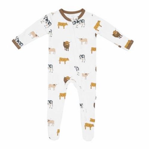 Zippered Footie in Moo Moo Newborn