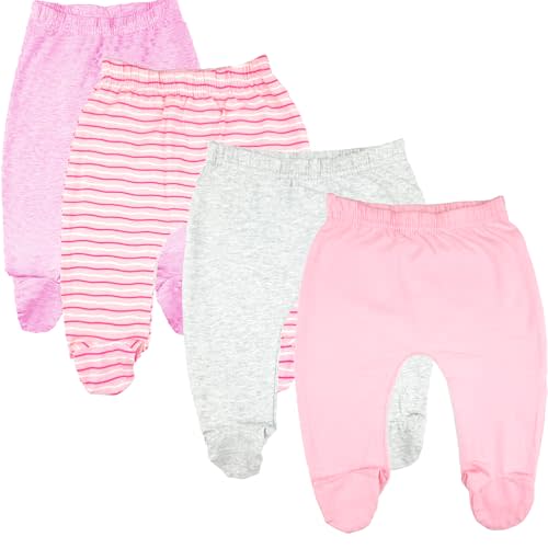 123 Bear Baby Soft Cotton Spandex Pants with Feet