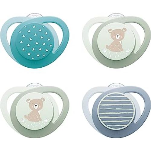 NUK Glow-in-The-Dark Orthodontic Pacifier with Heart-Shaped Shield, BPA-Free, fits 6-18 Months, 4-Pack