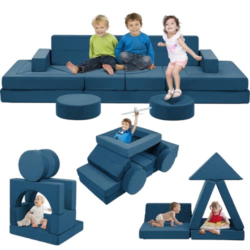 22Pcs Modular Kids Play Couch - Kids Couch for Playroom Bedroom Living Rooms Toddler Sofa for Inspiring Child Creativity，Children Convertible Foam Sofa