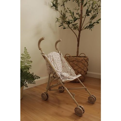 Doll Stroller – Neutral Color Lightweight & Flexible Stroller - Baby Doll Stroller for Kids 3+ - Chic Floral Print - 22" (Beige/White)