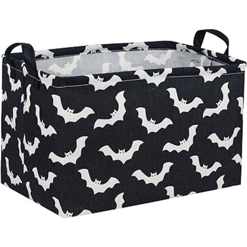Essme Rectangular Kids Basket,Bat Storage Basket with Handles for Room Decor, Halloween Baskets,Cute Storage Bin（Bat）