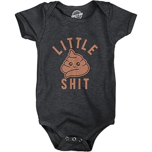 Crazy Dog T-Shirts Baby Bodysuit Little Shit Tee Funny Poop Novelty Graphic Jumper for Infants