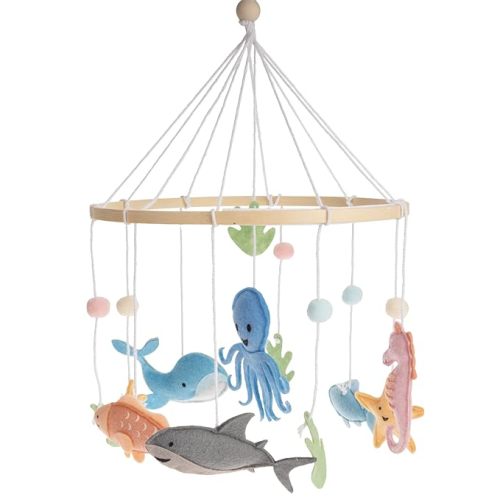 First Landings Baby Mobile for Crib - Animal Nursery Mobiles - Gender Neutral Baby Nursery Decor - Ocean Creatures