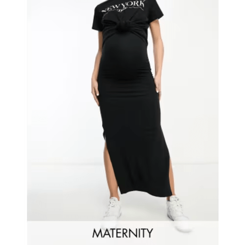 Mamalicious Maternity jersey maxi skirt in black | ASOS