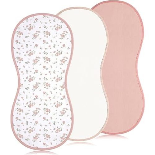 Hahafelt 3 Pcs Changing Pad Liners Compatible with Peanut Changer Waterproof Diaper Mats Organic Cotton Mats are Warm on Baby's Back, Washable Reusable(Pastel Style,Pink)