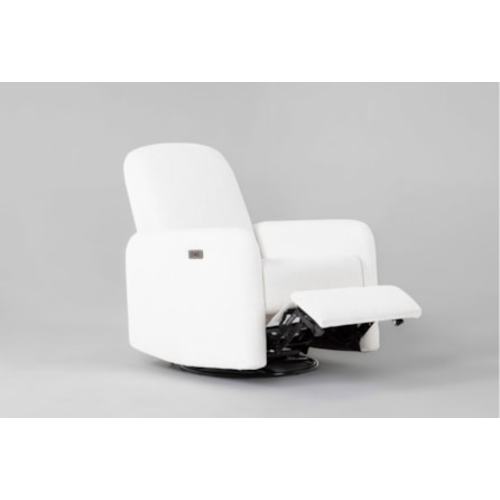 Fenna Cream 37" Nursery Power Swivel Glider Recliner With USB