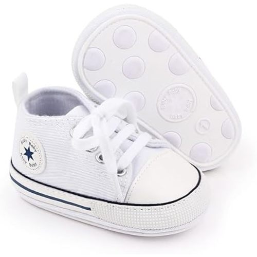 Unisex Baby Girls Boys Canvas High-top Shoes, Newborn Infant Anti-Slip Soft Sole Frist Walking Breathable Sneakers
