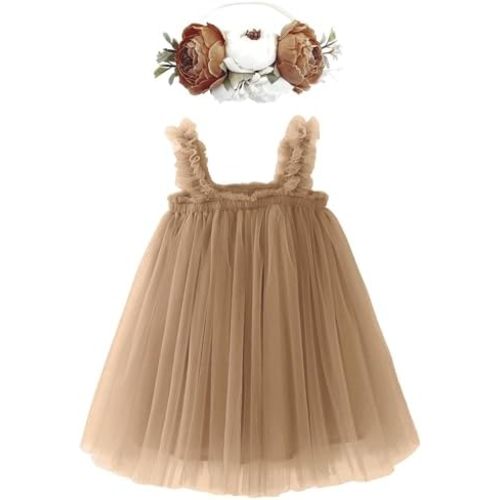 BGFKS Layered Tulle Tutu Dress for Toddler Girls,Baby Girl Rainbow Tutu Princess Skirt Set with Flower Headband.