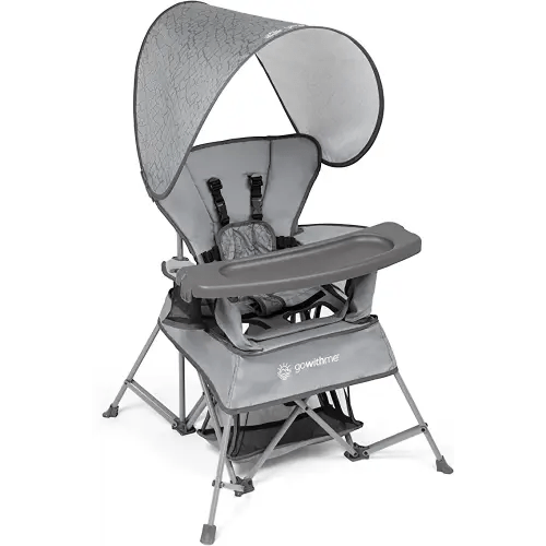 Baby Delight Go with Me Venture Portable Chair | Indoor and Outdoor | Sun Canopy | 3 Child Growth Stages | Elephant Grey
