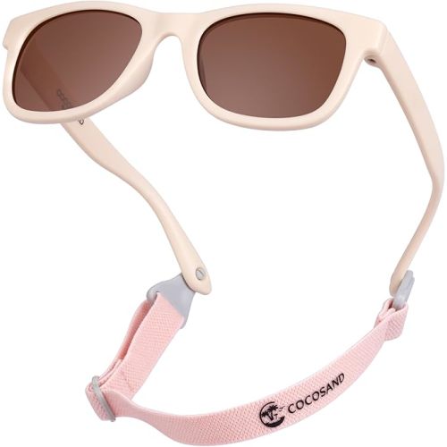 COCOSAND Flexible Baby Sunglasses with Strap Polarized UV Protection for Toddler Infant Newborn Boy Girl Age 0-24 Months