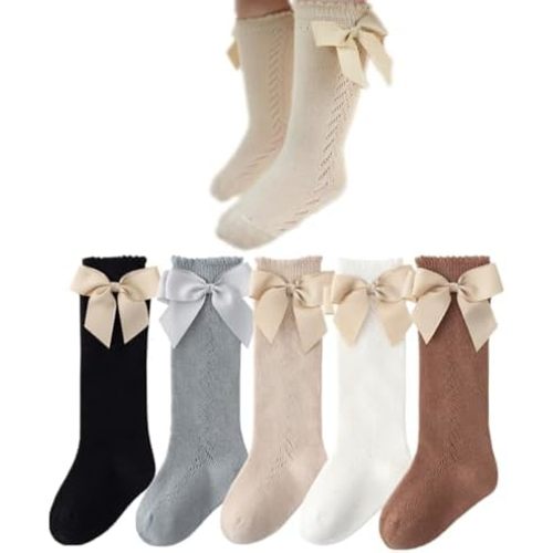 Colorful Childhood Baby Girls Knee High Socks Toddlers Tube Ruffled Bow Stockings Infant Newborn Cotton Princess Frilly Socks