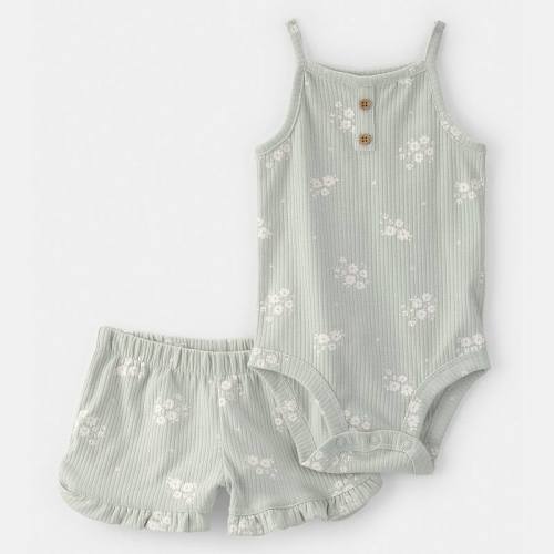 Baby Girl Carter's 2-Piece Floral Sleeveless Bodysuit & Shorts Set