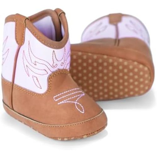 Baby Boys Girls Western Cowboy Boots Non-Slip Soft Sole PU Booties First Walker Crib Outdoor Shoes for Toddler