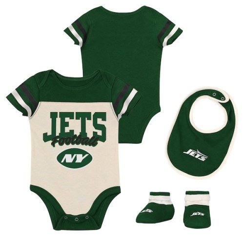 Infant & Newborn Outerstuff New York Jets Up One Three-Piece Bodysuit, Bib & Booties Set
