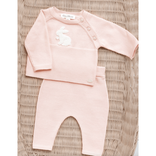 Outfit Long - Pink Embrodery rabbit unisex | Tartine et Chocolat