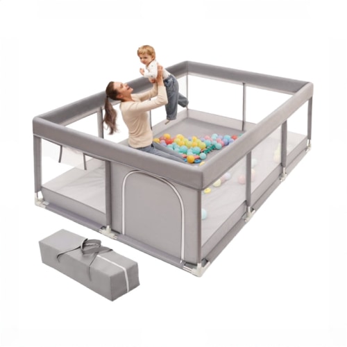 Babyeap Baby Playpen Large Play Yard Fence for Toddlers, 71"x50", Gray