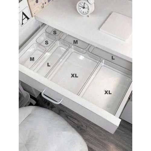 7-Piece Tray Set, Vanity Drawer Transparent Storage Box Set, 4 Size Trays, Multi-Purpose, Suitable For Storing Cosmetics, Pens, Small Tools, Great For Bathroom, Vanity, Office Drawers,Makeup Bag,Travel Essential | SHEIN USA