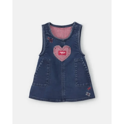 Baby Girl Valentine's Day Sleeveless Denim Dress - Medium Wash - OshKosh B'gosh | Carter's