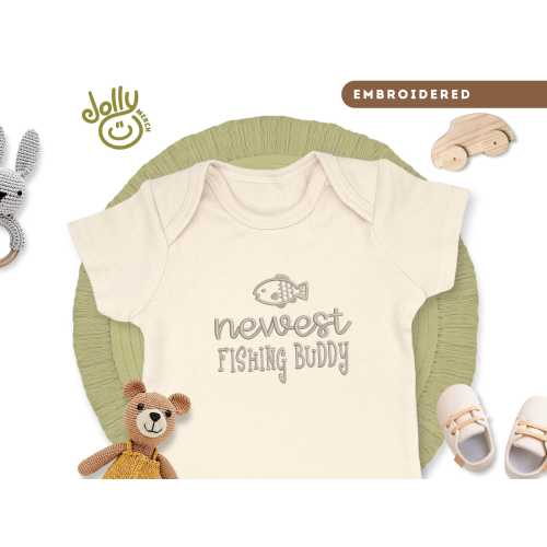 Embroidered ONESIES® Brand Baby Bodysuit, Newest Fishing Buddy Design, Perfect for Baby Showers, Newborns, and Dads Who Love Fishing