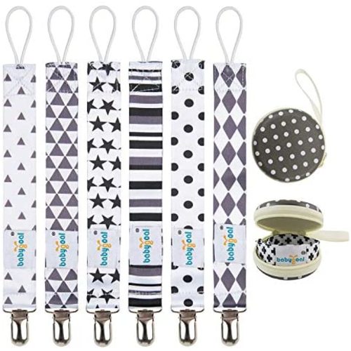 Babygoal Pacifier Clips, 6 Pack Pacifier Holder for Boys and Girls Fits Most Pacifier Styles,Teething Toys 6PBM05-HZ
