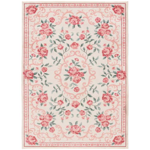 Mainstays Pink Floral Faux Fur Indoor Area Rug, 4 ft x 5 ft 6 in