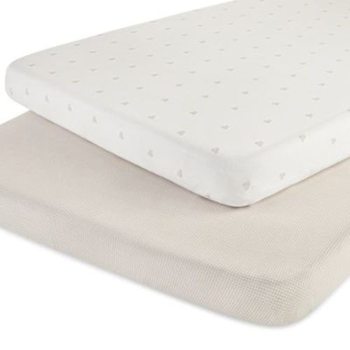 Ely's & Co. 2 Pack Jersey Pack n Play / Mini Crib Sheets Gingham Bear Collection - Tan