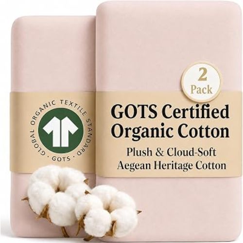 2 x GOTS 100% Organic Cotton Bedside Bassinet Sheets 33x20 and 35x19 Compatible with Maxi Cosi Iora, Baby Delight, Koola Baby Bond, Harppa Cudly 3 in 1 - Luxury Turkish Cotton - Boy, Girl