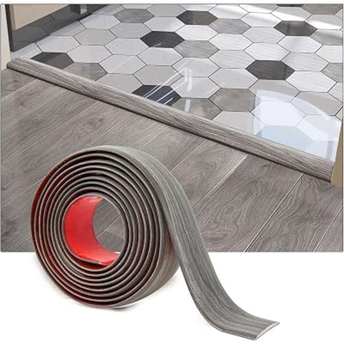 Art3d 10 ft Vinyl Flat Floor Transition Strip, Laminate Floor Divider, Gray