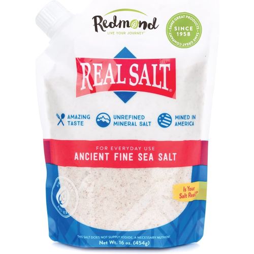 Redmond Real Salt - Ancient Fine Sea Salt, Unrefined Mineral Salt, 16 Ounce Pouch (2 Pack)