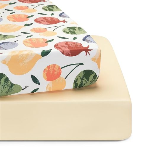 TILLYOU Baby Crib Sheets for Boys Girls, Super Soft Toddler Bed Sheets, 2 Pack Sheets for Standard Crib Mattress 28x52in, Brilliant Little Flowers