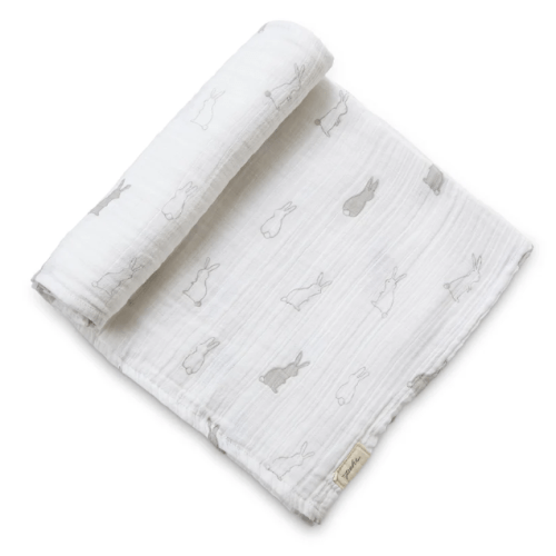 Organic Cotton Muslin Swaddle (Bunny Hop)
