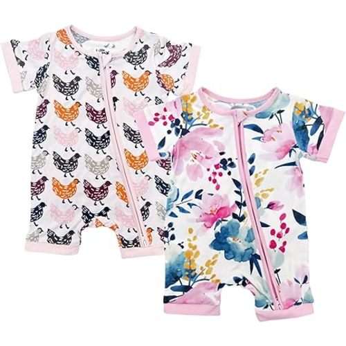 Bow Dream Baby Girl Romper 2 pack Bamboo Rayon Baby Clothes Baby Boy Short Sleeve Jumper One-Piece Rompers Summer