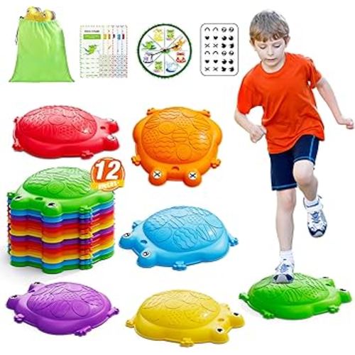 Stepping Stones for Kids, 12PCS Non-Slip Balance Steps Stones for Toddler 1-3, Obstacle Courses Sensory Toys, Coordination Game Gift for Boys Girls Indoor Outdoor Play Ages 3-5