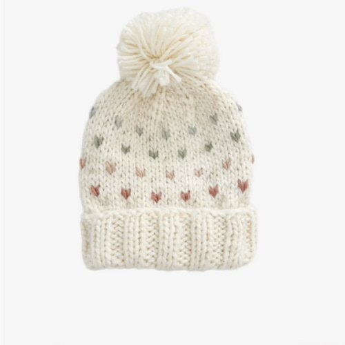 Hearts Pom Knit Hat