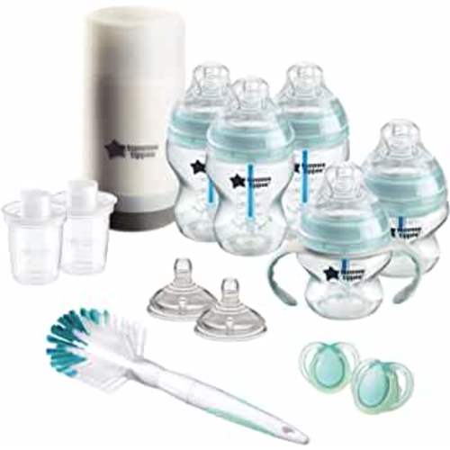 Tommee Tippee Advanced Anti-Colic Newborn Baby Bottle Feeding Gift Set, Heat Sensing Technology, Breast-like Nipple, BPA-Free
