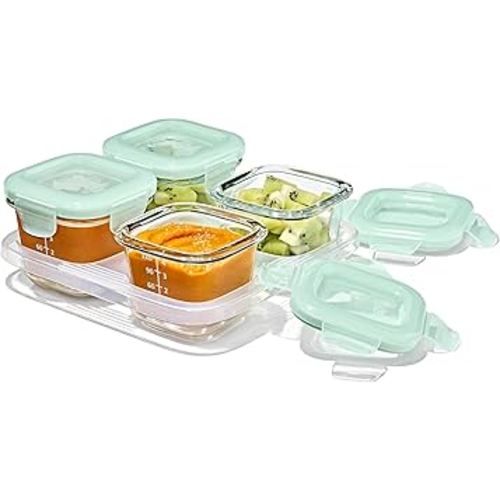 OXO Tot Glass Baby Blocks Food Storage Containers (4 oz) - Opal