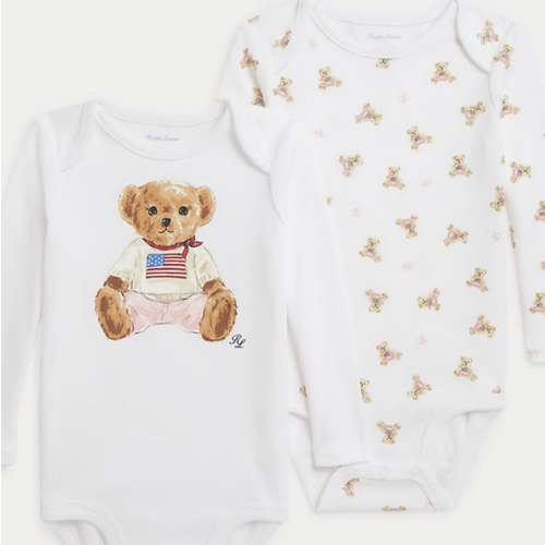 Polo Bear Cotton Bodysuit 2-Pack