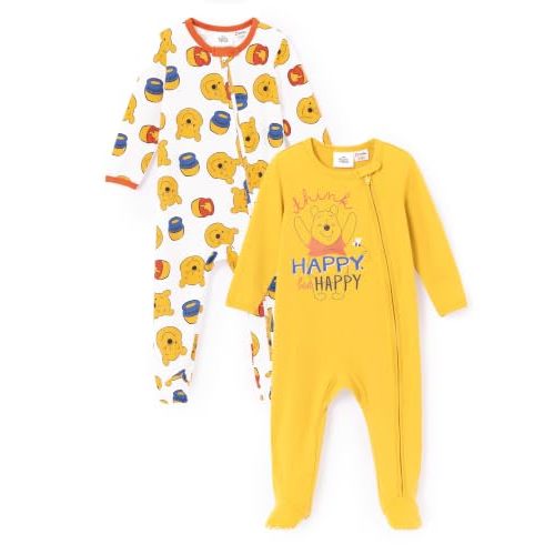 Disney Baby 2-Pack Zipper One-Piece Footie Rompers Outfit Newborn to Infant