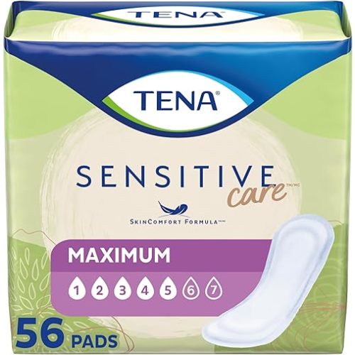 TENA Sensitive Care Maximum Absorbency Incontinence/Bladder Control Pad for Women, Regular Length, 56 Count