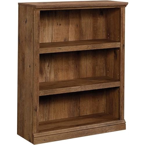 Sauder 3 Tier Book Shelf Wooden Bookcase Multipurpose Bookshelf for Home Office, Living Room, in Vintage Oak