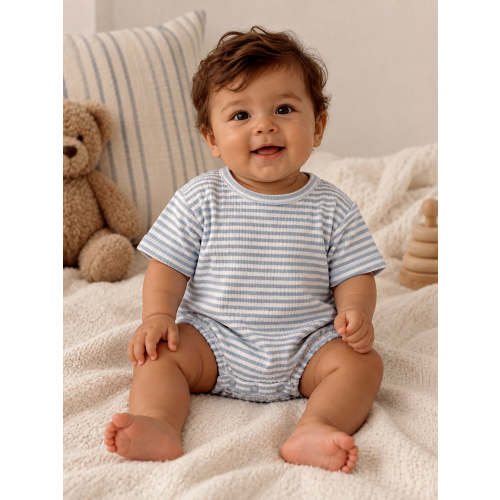 Dusty Blue Stripe / Ribbed T-Shirt Bubble – SpearmintLOVE